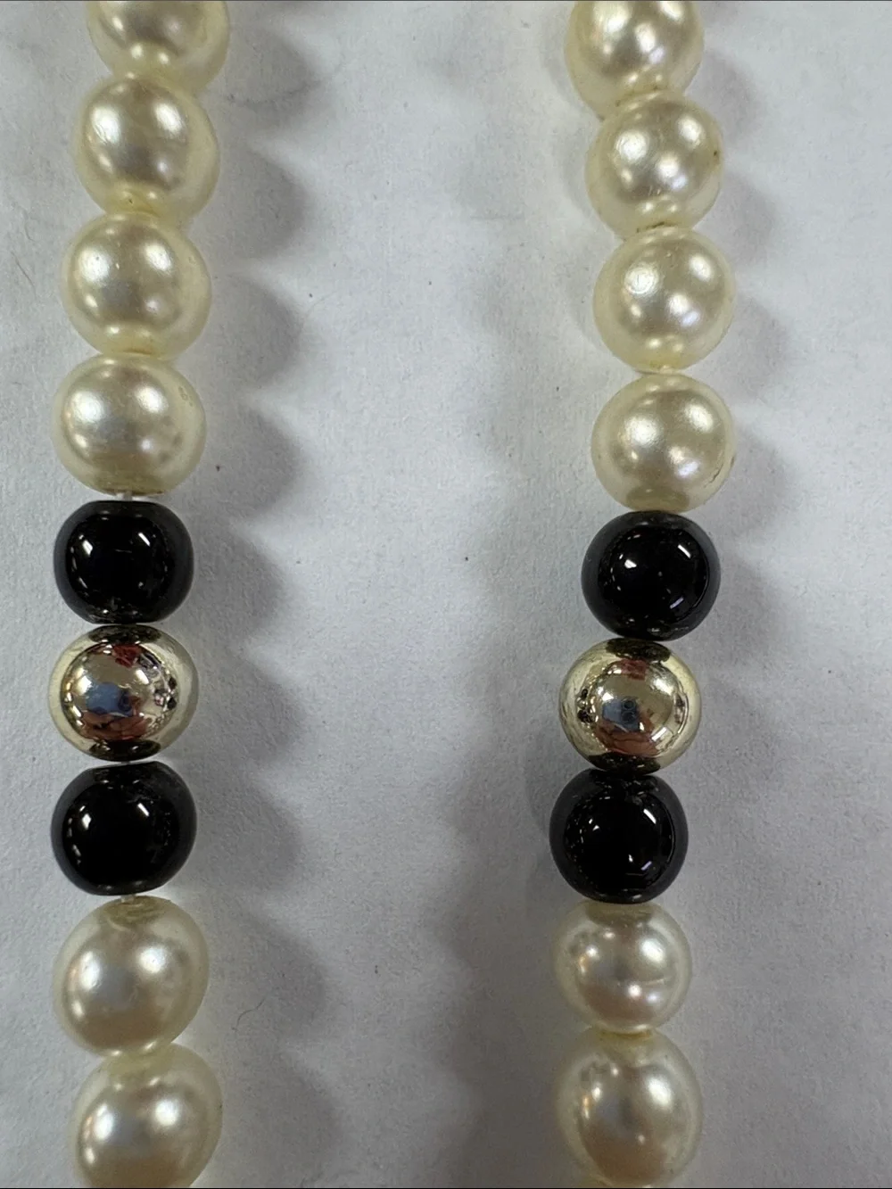 Ivory Pearl Necklace with Black Stone Pendant - Timeless Women's Jewelry